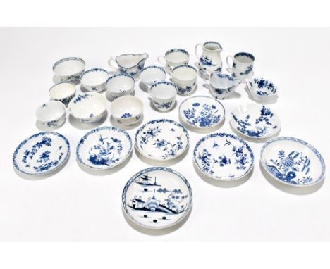 A collection of blue and white porcelain, various manufacturers including a Worcester sparrow beak jug decorated in the 'Rock