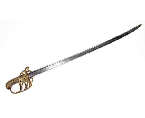 A George IV 1822 pattern infantry sword, with 80cm blade, wire bound fish skin grip and crowned IV cypher to the pierced hilt