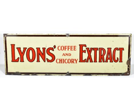 An original advertising enamel sign 'Lyon's Coffee and Chicory Extract', 30x91.5cm.&nbsp;Additional InformationScratches, the