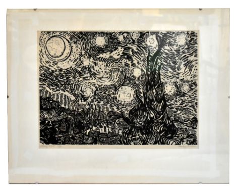 STANLEY DOBBIN (1932-2021); artist proof woodblock, “Starry Night”, signed and titled in pencil, 39cm x 56cm, framed and glaz