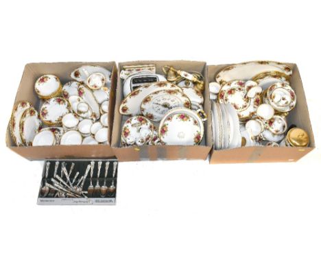ROYAL ALBERT; a 105 piece part table service and additional items including toaster, telephone, wall clock, each decorated in
