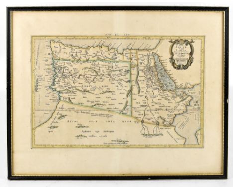 GERARD MERCATOR; a circa 1695 map of North Africa, 'Tab. IV. Africæ in Qua Libya', 30.5 x 46cm, framed and glazed.Additional 