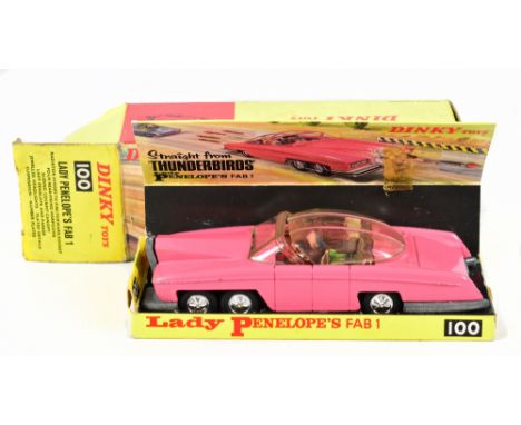 DINKY; a Thunderbirds Lady Penelope FAB1 limousine, number 100, the limousine with figure of Lady Penelope and Parker, the gr