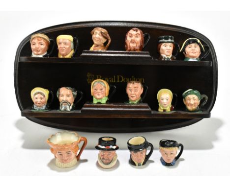 ROYAL DOULTON; sixteen miniature character jugs including 'Fagin', 'Old King Cole', 'Oliver Twist', 'Beefeater', etc, also a 
