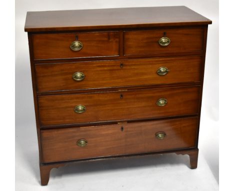 A George IV mahogany chest of two short and three long drawers raised on bracket feet, width 109cm.Additional InformationThe 