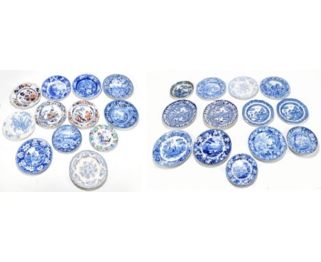 Twenty-five 19th century and later ceramic meat plates, the majority being blue and white and decorated in various scenes inc