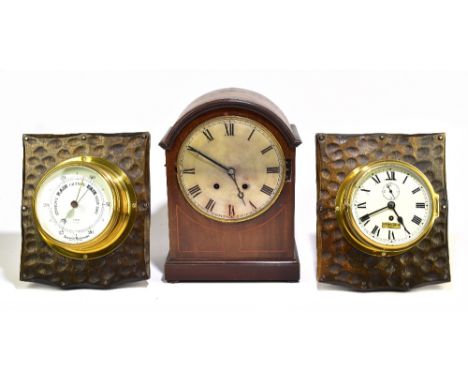 1893 French Wall Clock Triple Function Barometer and Thermometer