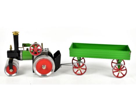 MAMOD; a boxed S.R.1A steam roller with OW1 open wagon (2).