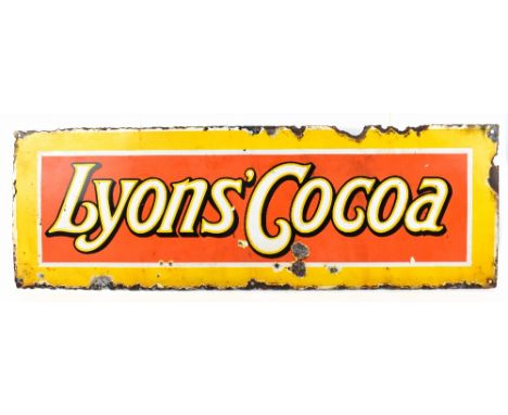 LYON'S COCOA; an original advertising sign of rectangular form for Lyon's Cocoa, 30 x 92cm.Additional InformationThe sign is 