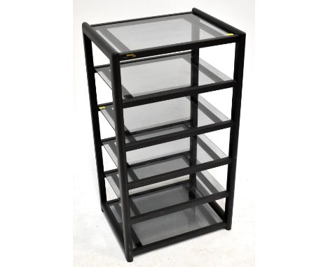 TARGET; a modern six shelf hi-fi separates stand, with six glass shelves, height 96cm.