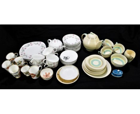 SUSIE COOPER; an Art Deco-style part tea service, together with further Susie Cooper teaware including 'Wild Strawberry' patt