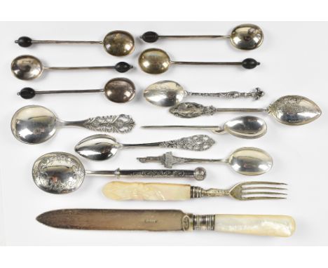 EXHIBITION INTEREST; a George VI souvenir spoon from the Empire Exhibition, Glasgow 1937, together with further hallmarked si