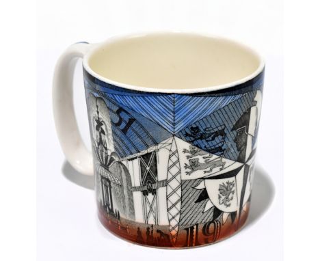 FESTIVAL OF BRITAIN 1951; a Wedgwood mug designed by Norman Makinson, printed marks to base, also painted 'CL6476', height 7.
