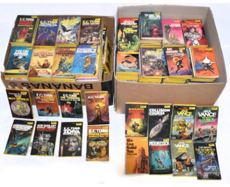 DAW BOOKS; a large collection of science fiction softback novels to include works by Phillip K. Dick, Jack Vance, John Brunne