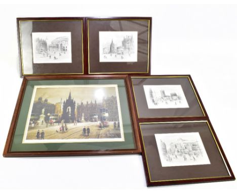 ARTHUR DELANEY (1927-1987); a set of four pencil signed limited edition prints, various Manchester scenes including the Refer
