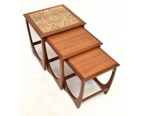 G-PLAN; a nest of three tile topped teak tables.&nbsp;