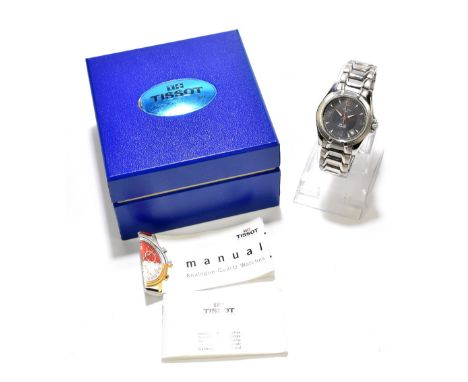 TISSOT; a gentleman's stainless steel PR100 wristwatch, cases no.P6604/760, diameter 40mm, sold with box, booklet stating dat