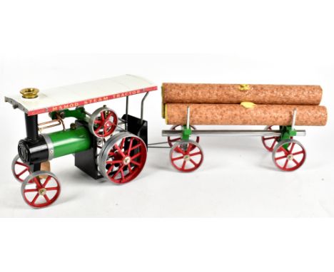 MAMOD; a TE1 traction engine, and L.W.1 lumber wagon, with faux logs