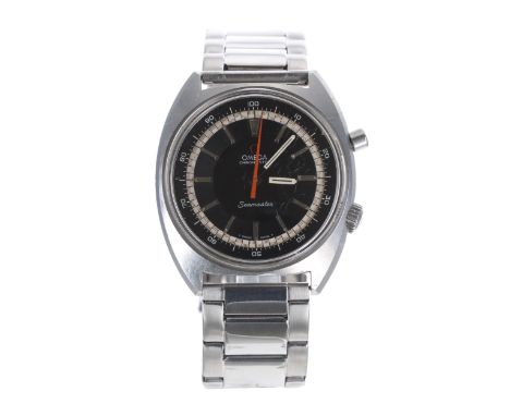 Omega Seamaster Chronostop stainless steel gentleman's wristwatch, ref. 145.007, serial no. 27050xxx, circa 1968, the black d