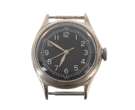 Bulova US Military type A-11 navigator's  stainless steel wristwatch, the black dial with Arabic numerals, luminous set hands
