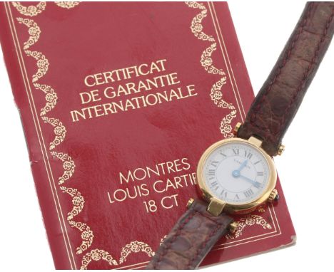 Cartier Ronde 18ct lady's wristwatch, serial no. 660101xxx, circa 1987, white Roman numeral dial, sapphire crown, signed 6 je