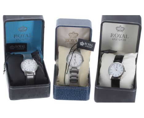 Three Royal London gentleman's wristwatches in boxes, including a titanium model&nbsp;(3) 