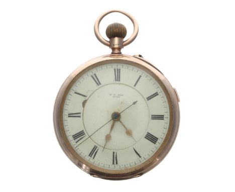 Edwardian 9ct centre seconds lever pocket watch, Chester 1906, three quarter plate movement with stop-work lever signed H W S