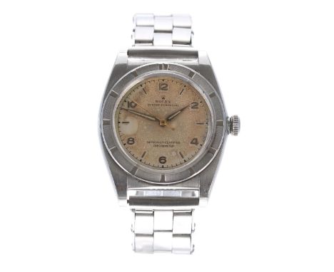 Rolex Oyster Perpetual chronometer bubble back stainless steel gentleman's wristwatch, ref. 3372, serial no. 3510xxx, circa 1