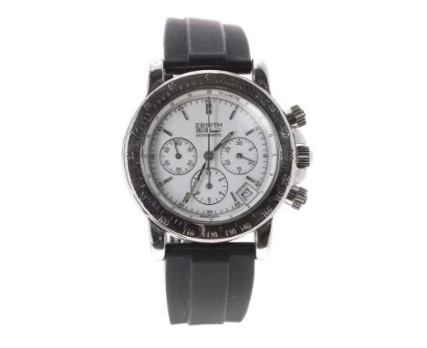 Zenith El Primero Rainbow 'fly-back' automatic chronograph stainless steel gentleman's wristwatch, circa 1990s, fixed tachyme