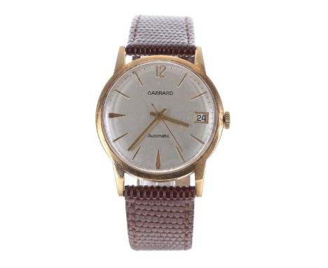 Garrard automatic 9ct gentleman's wristwatch, the silvered dial with Arabic twelve, baton markers, centre seconds and date ap