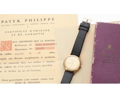 Patek Philippe Calatrava 18ct gentleman's wristwatch, ref. 2593, movement no. 783xxx, circa 1963, champagne dial with baton m