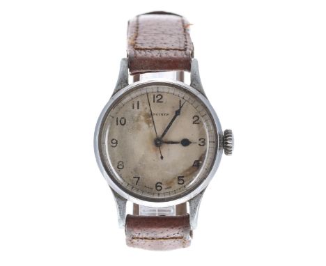 Longines British Air Ministry pilots nickel and  stainless steel wristwatch, serial no. 64850xx, circa 1943, signed silvered 