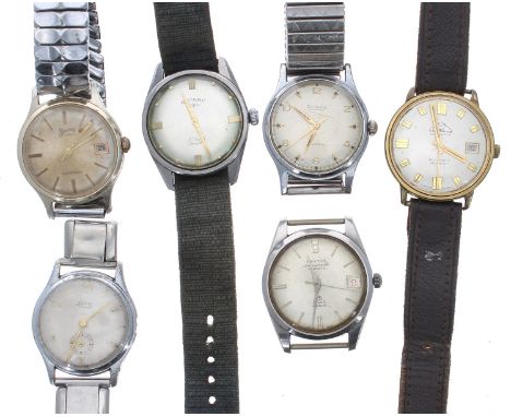 Two Rotary stainless steel gentleman's wristwatches; together with a Services gentleman's wristwatch, Mondaine automatic gold