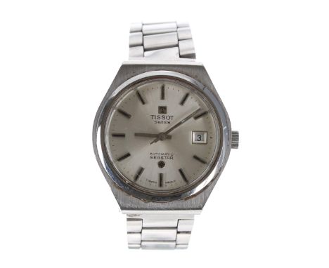 Tissot Seastar automatic stainless steel gentleman's wristwatch, silvered dial with date aperture, Tissot bracelet, 36mm-Move