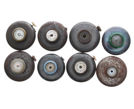 Eight gunmetal button hole watches for repair 