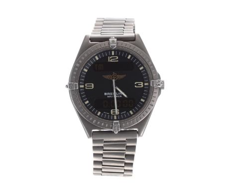 Breitling 1884 Areospace Navitimer titanium gentleman's wristwatch, ref. E56059, serial no. 27xxx, quartz, with bracelet, 42m