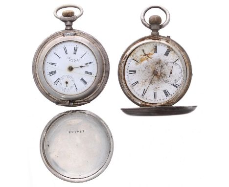 New York Standard Watch Co. silver lever hunter pocket watch, signed movement, signed dial, floral engraved case, 49mm; toget