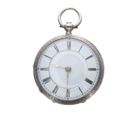Victorian silver fusee lever pocket watch, London 1884, signed Plimmer, Altrincham, no. 36157, Roman numeral dial within an e