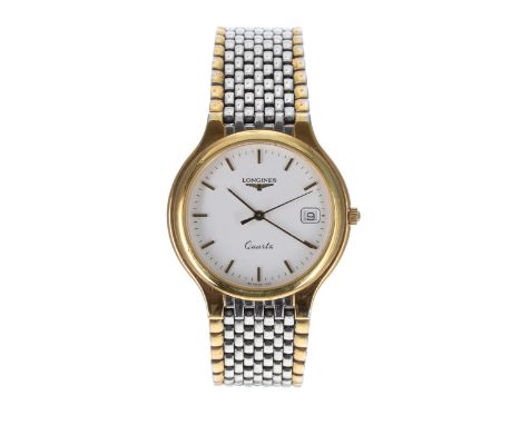 Longines Flagship quartz two-tone gentleman's wristwatch, ref. 7292, serial no. 255988xx, white dial with centre seconds and 