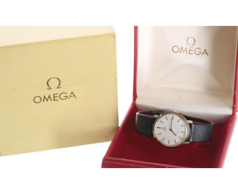 Omega De Ville 9ct gentleman's wristwatch, case ref. 1115067, serial no. 33443xxx, circa 1971, signed silvered dial with bato