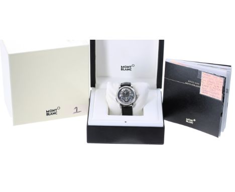 Montblanc Nicolas Rieussec GMT chronograph automatic stainless steel gentleman's wristwatch, ref. 7138, no. PB28xxxx, circa 2