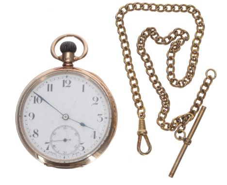 Zenith 9ct lever pocket watch, Birmingham 1915, 17 jewel movement, no. 2085338, the dial with Arabic numerals and subsidiary 