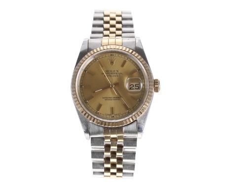 Rolex Oyster Perpetual Datejust gold and stainless steel gentleman's wristwatch, ref. 16233, serial no. X428xxx, circa 1991, 