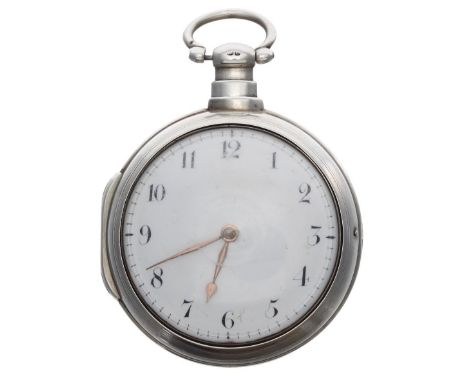George III silver verge pair cased pocket watch, London 1819, the fusee movement signed J.W. Stamford, London, no. 4276, with