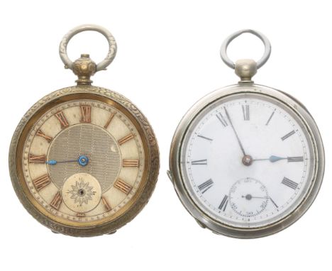 D.F&C. (Dimier Freres & Cie) white metal lever pocket watch, signed movement with engraved balance cock, compensated balance 