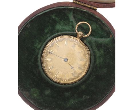 Small Victorian 18ct fusee lever pocket watch, London 1845, the movement signed Tinson, Hertford, no. 10206, with plain balan