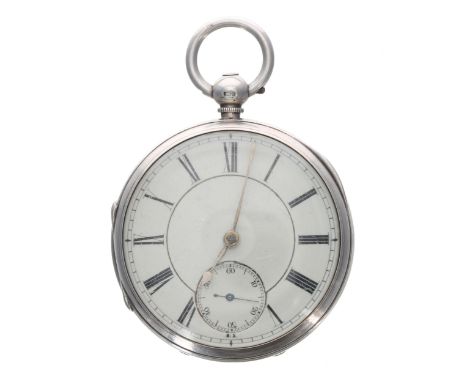 19th century silver fusee lever pocket watch, London 1880, signed J Brearley, London, no. 23923, with dust cover, Roman numer