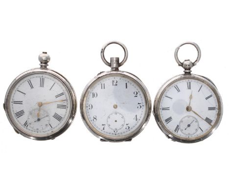 Three silver lever engine turned pocket watches for repair 