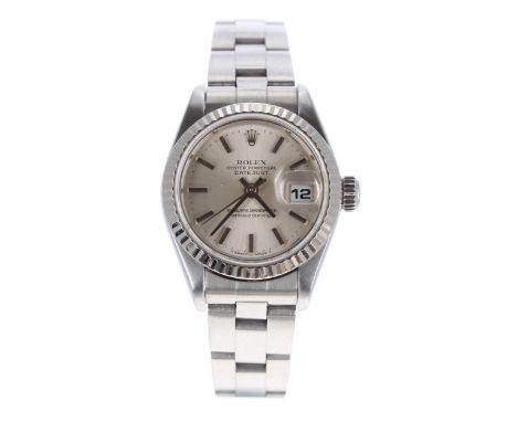 Rolex Oyster Perpetual Datejust stainless steel lady's bracelet watch, ref. 79160, serial no. Y173xxx, circa 2002, white gold