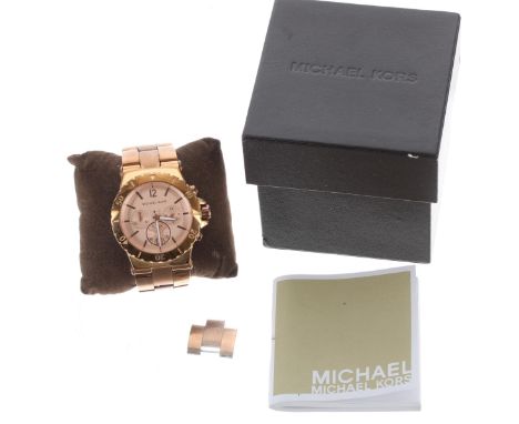 Michael Kors Dylan chronograph rose gold plated wristwatch, ref. MK-5314, quartz, bezel 42mm diameter-** with the original bo
